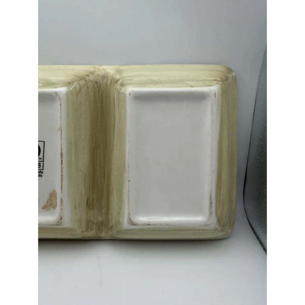 HD Designs Palm Tree 3 Section Ceramic Serving Tray Tropical Divided‎ Platter